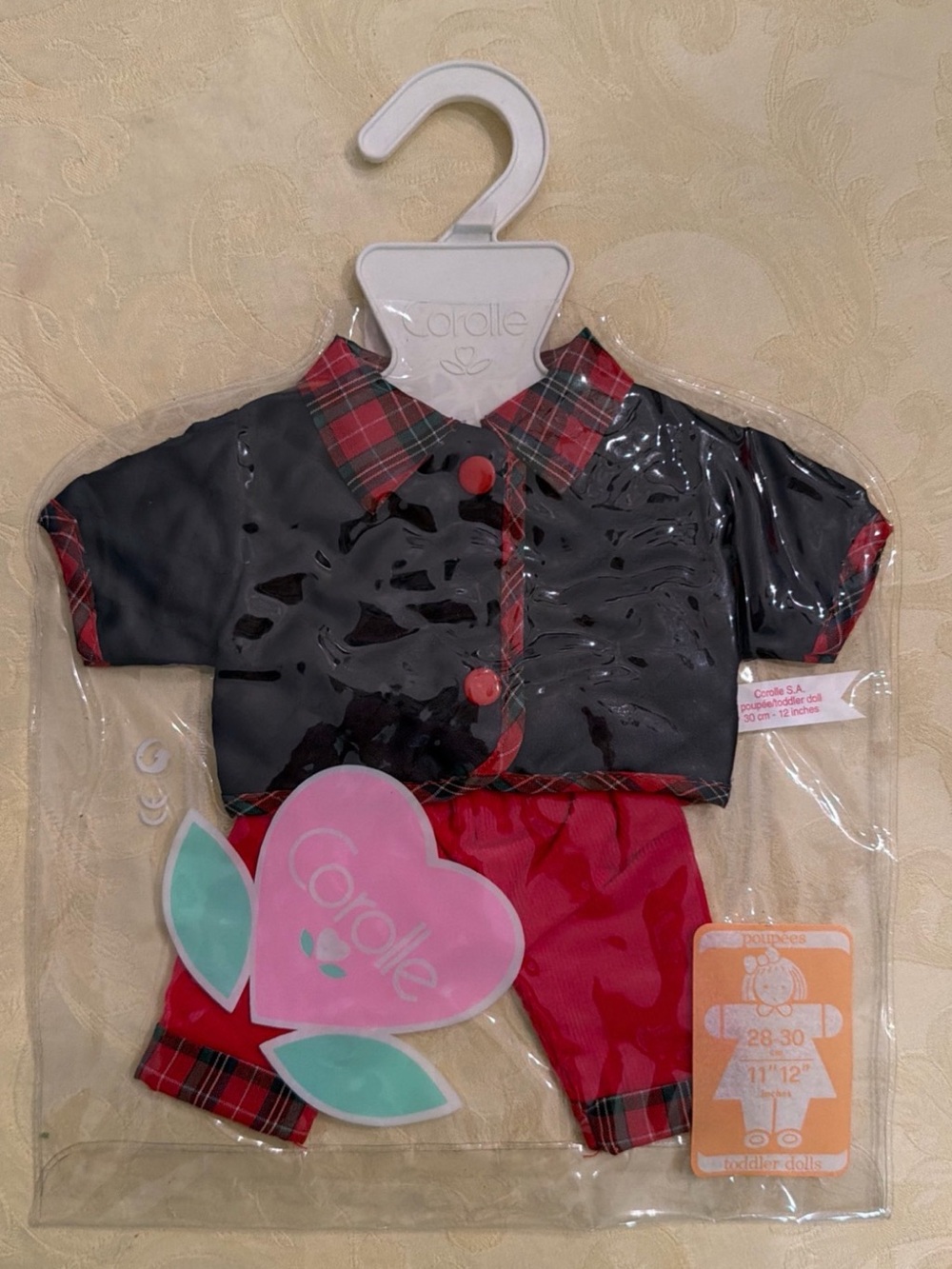 Corolle Blue  Jacket With Red Corduroy Pants Plaid Trim Fits a 11-12" Doll